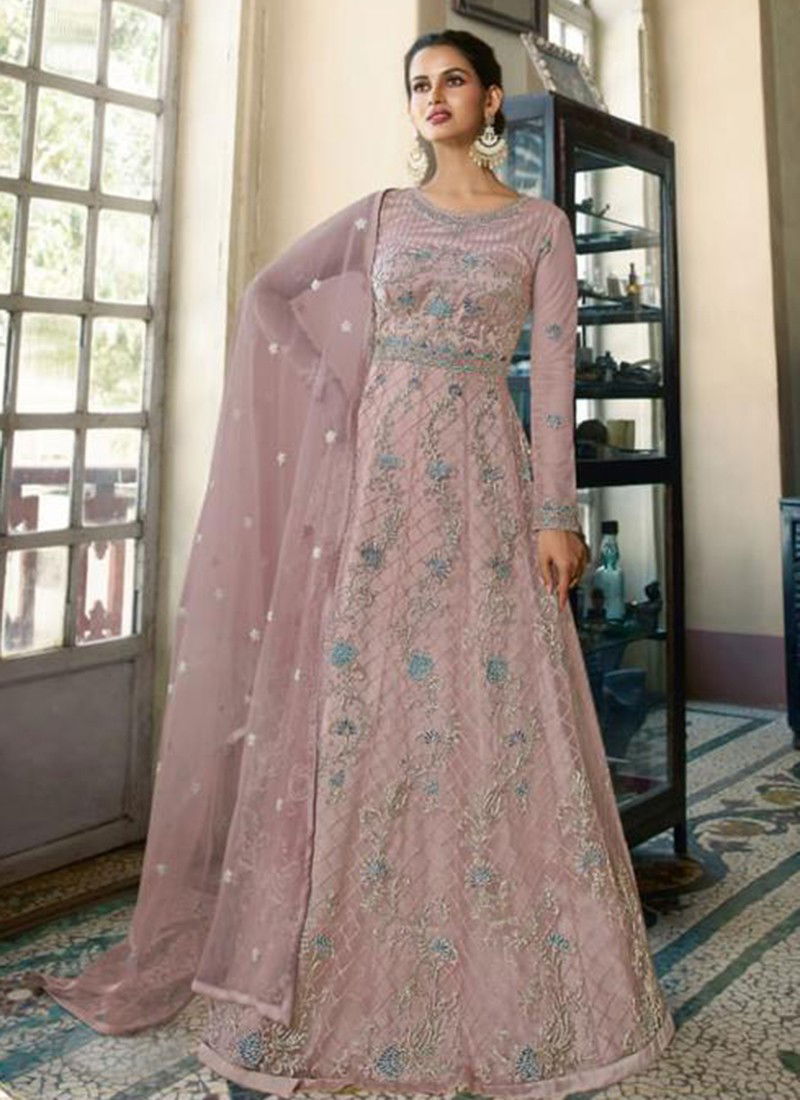 Swagat Voilet New Latest Designer Party Wear Butterfly Net Long Anarkali Suit Collection